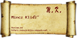 Mincz Klió névjegykártya